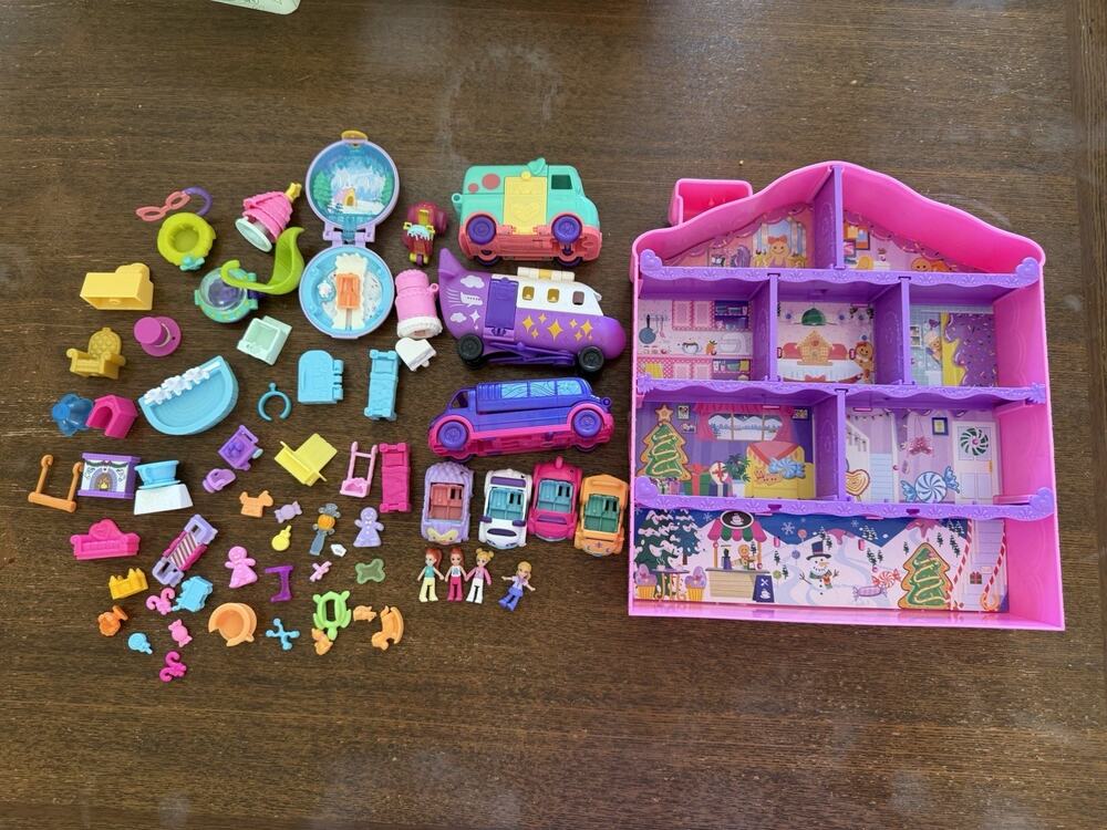 Lot of Vintage Modern Polly Pocket Dolls Accessories House Cars Plane More